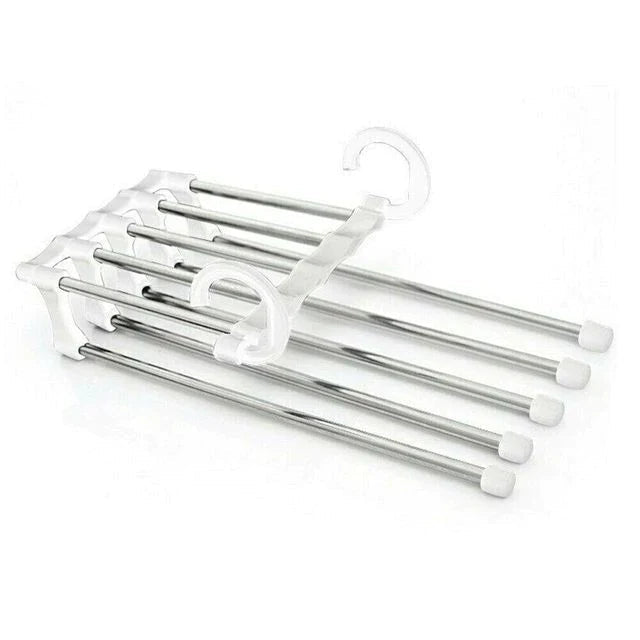 Cabide Mágico 5 em 1 Retrátil – Aço Inox 360° (Economiza 50% de Espaço no Guarda-Roupa)