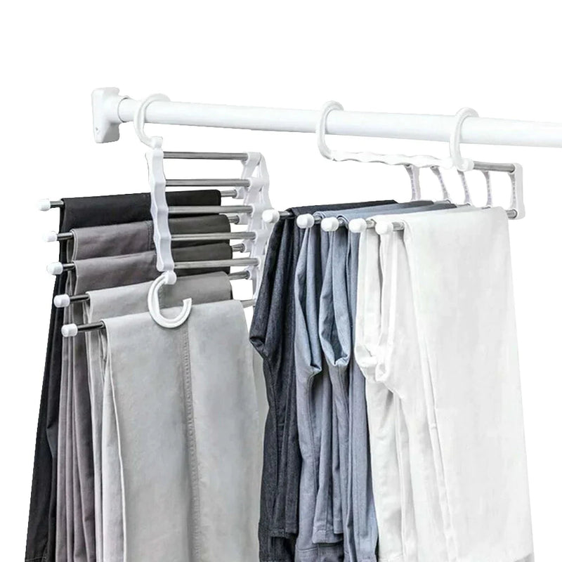 Cabide Mágico 5 em 1 Retrátil – Aço Inox 360° (Economiza 50% de Espaço no Guarda-Roupa)