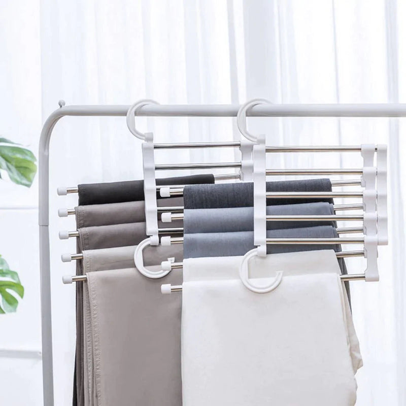 Cabide Mágico 5 em 1 Retrátil – Aço Inox 360° (Economiza 50% de Espaço no Guarda-Roupa)