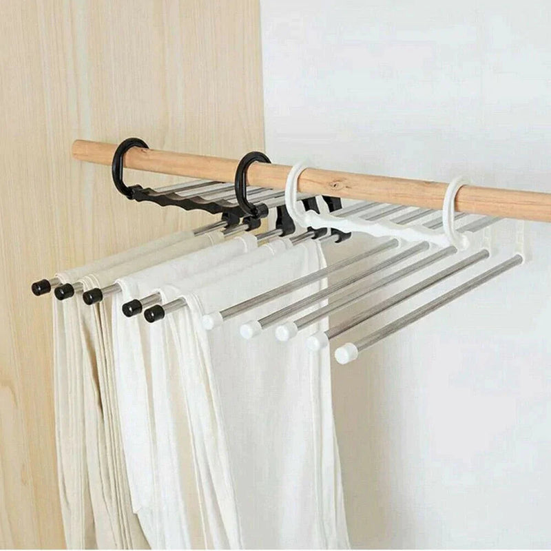 Cabide Mágico 5 em 1 Retrátil – Aço Inox 360° (Economiza 50% de Espaço no Guarda-Roupa)